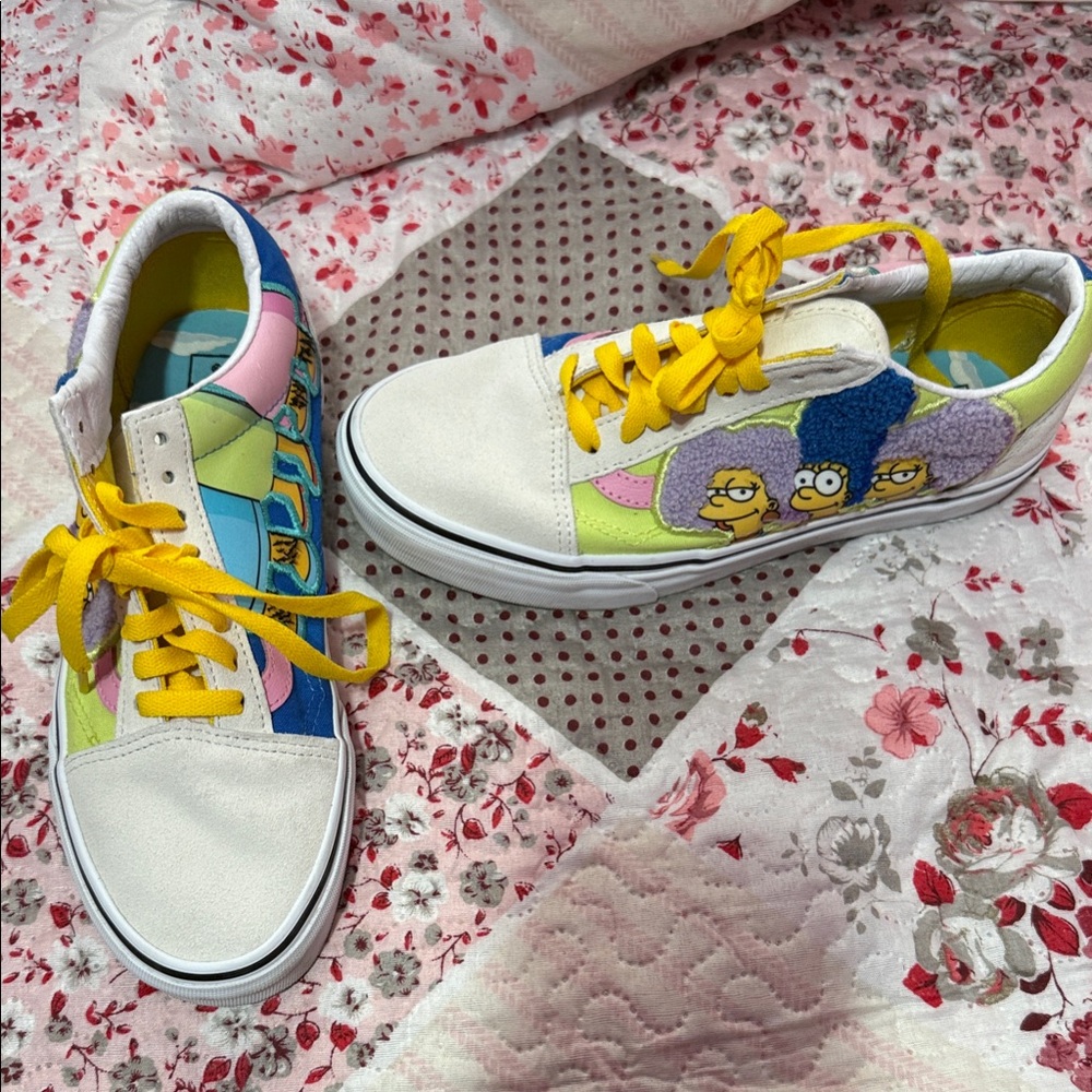Vans Colorful Cartoon Sneakers with Yellow Laces